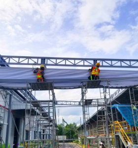THI CÔNG MÁI BẠT KÉO VÀ MÁI CHE ĐƯỜNG ĐI BỘ - GIẢI PHÁP CHE CHẮN CHO NHÀ MÁY