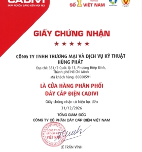 HÙNG PHÁT CHÍNH THỨC TRỞ THÀNH ĐẠI LÝ CADIVI – MỞ RỘNG NĂNG LỰC CUNG ỨNG VẬT TƯ ĐIỆN